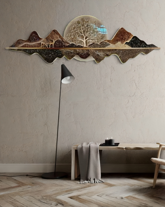 Modern Abstract Mountain Wall Art With LED