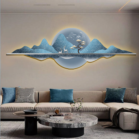 Tranquil Mountain Retreat Illuminated Porcelain Wall Art