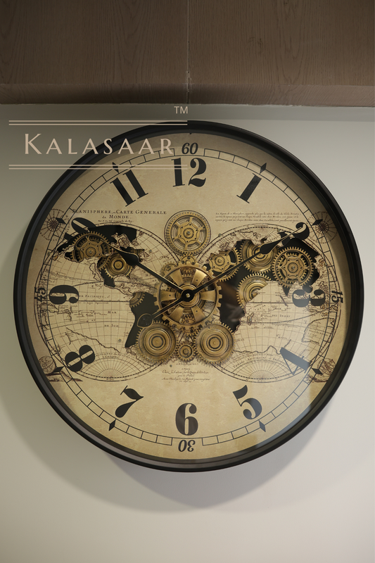 Premium Metal Wall Clock with Off-White Dial & Metal Gear