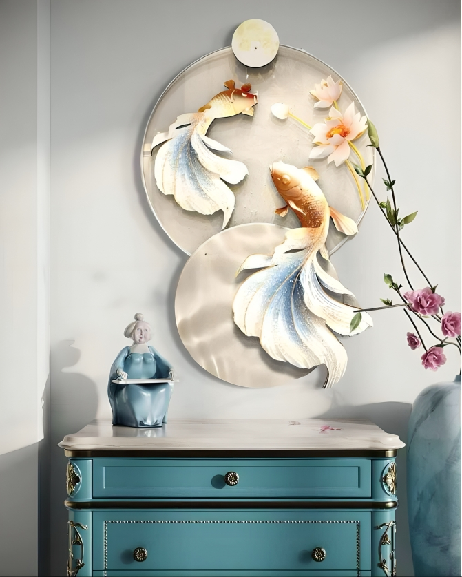 Stunning White Fish Wall Art With LED – Kalasaar decor