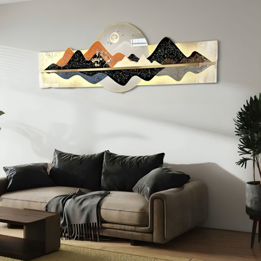 Illuminated Modern Mountain Majesty Wall Art With LED