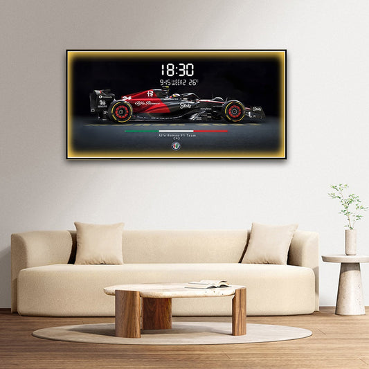 Alfa Romeo F1 Team C43 LED Wall Art with Digital Clock Display