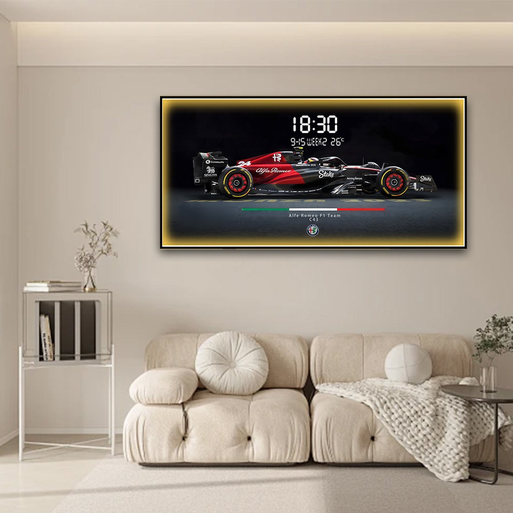 Alfa Romeo F1 Team C43 LED Wall Art with Digital Clock Display