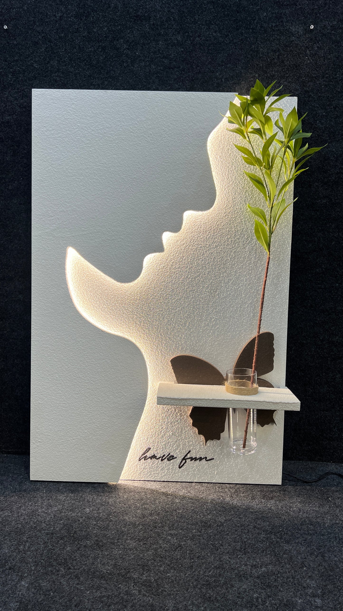 Illuminated Sandstone Panel with Plant Holder