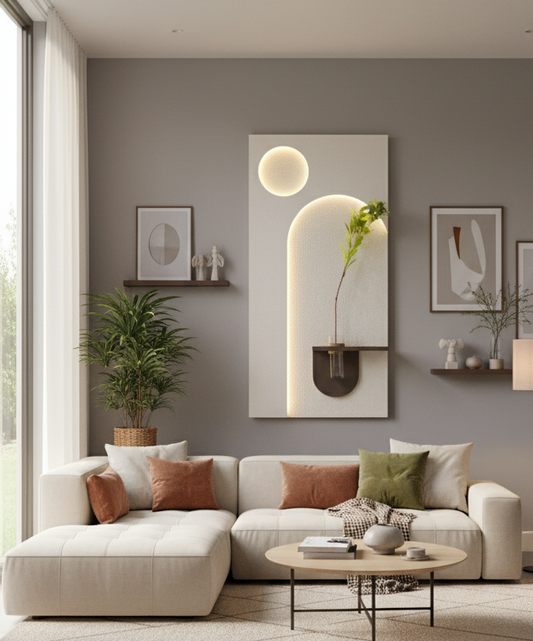 Moon & Arch – Modern LED Sandstone Sculpture