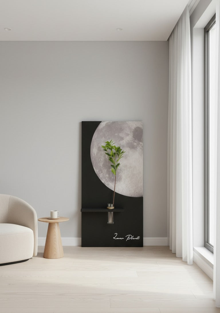 Moon & Leaf – LED Sandstone Sculpture