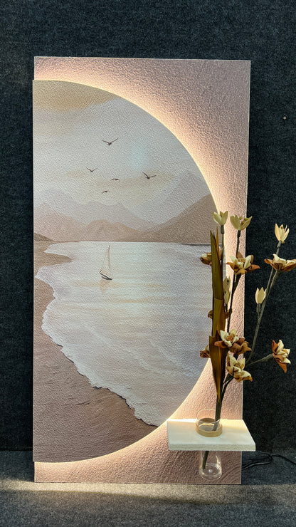 Crescent Coast – LED Sandstone Wall Art with Remote