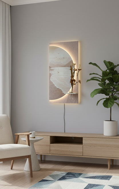 Crescent Coast – LED Sandstone Wall Art with Remote