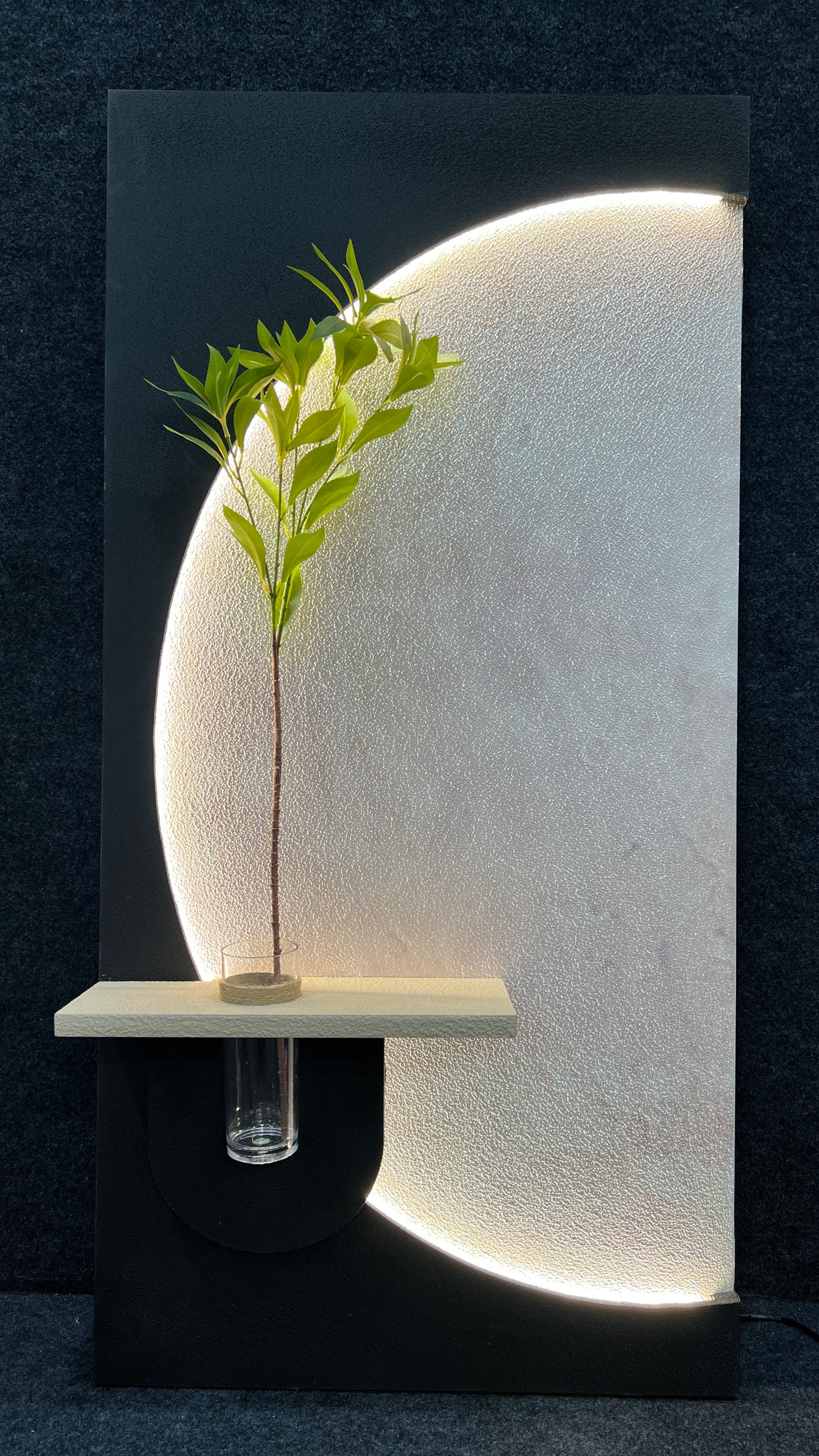 Sail & Bloom – Illuminated Sandstone Panel with Floral Accent