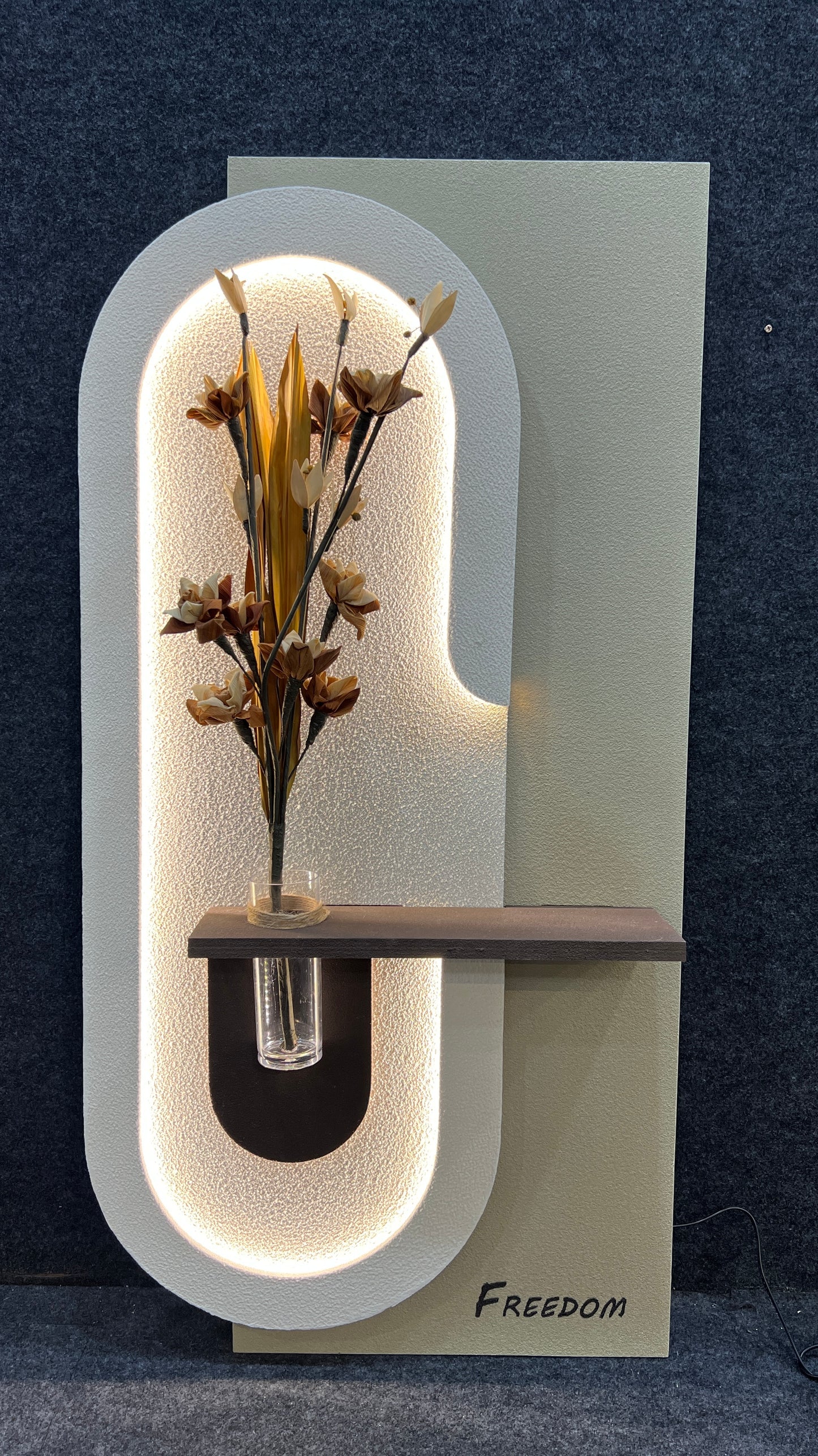 Soft Arch – LED Sandstone Sculpture with Floral Accent