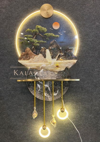 Tranquil Horizon: LED Metal Wall Art with Remote Control