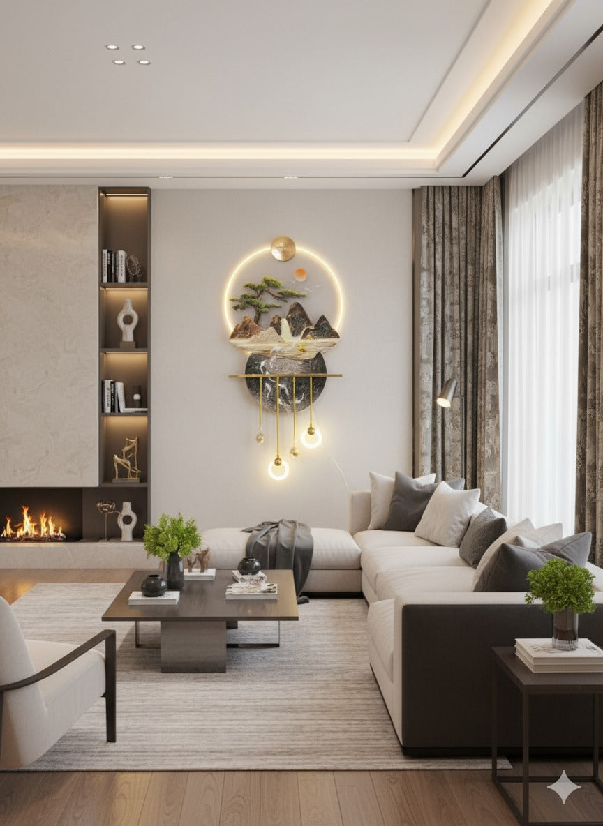 Tranquil Horizon: LED Metal Wall Art with Remote Control