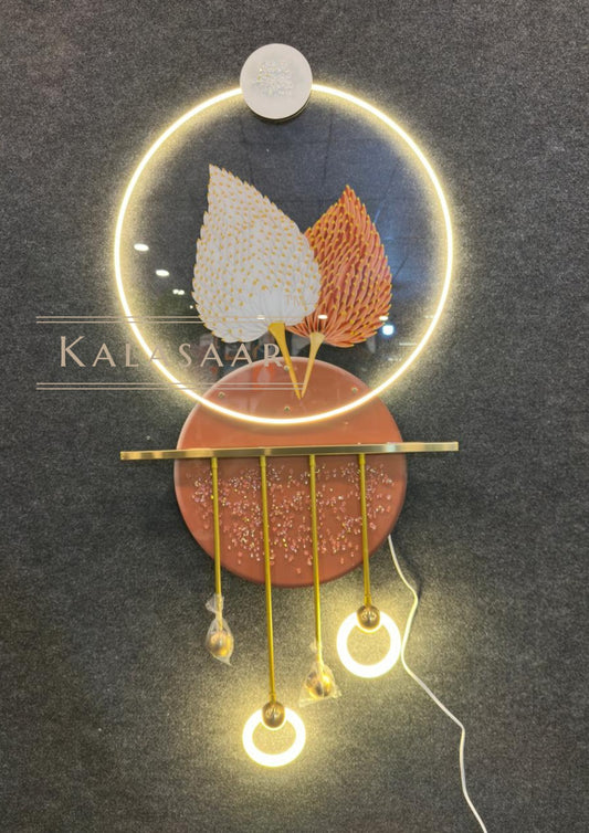 Modern Leaf Motif Wall Art with Remote LED Lighting