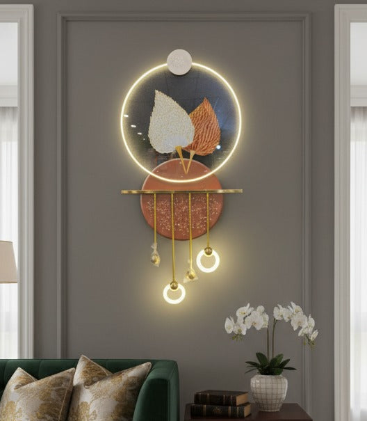 Modern Leaf Motif Wall Art with Remote LED Lighting