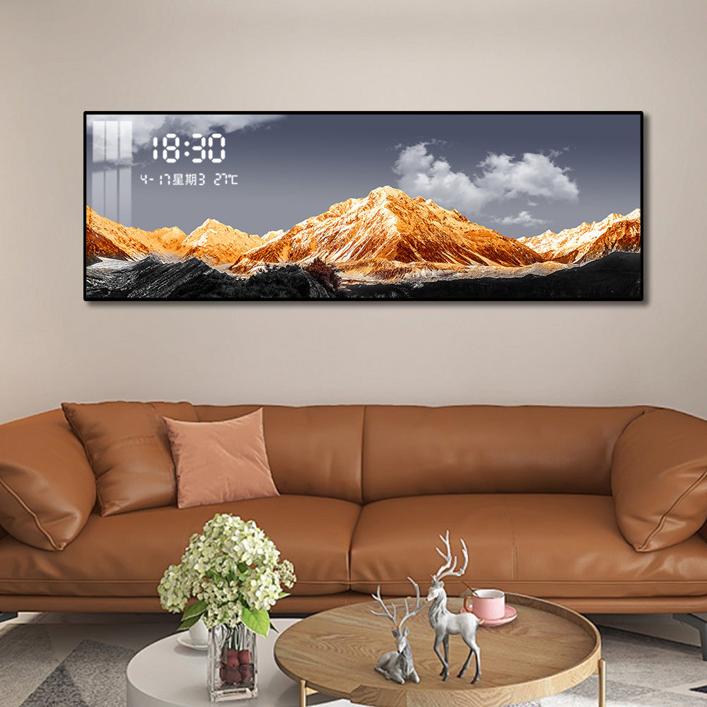 Orange Mountain with dark landscape wall art