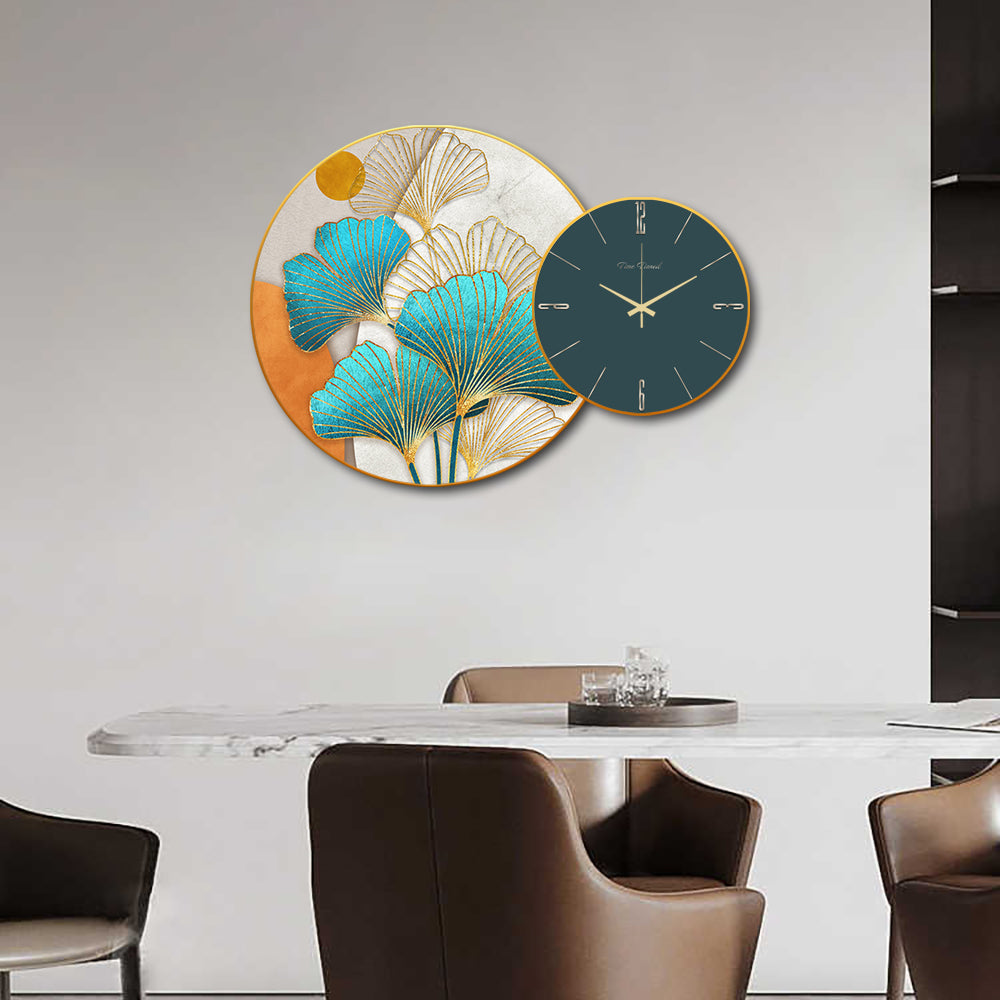 Natural Elegance: Gold Fish Stone Clock