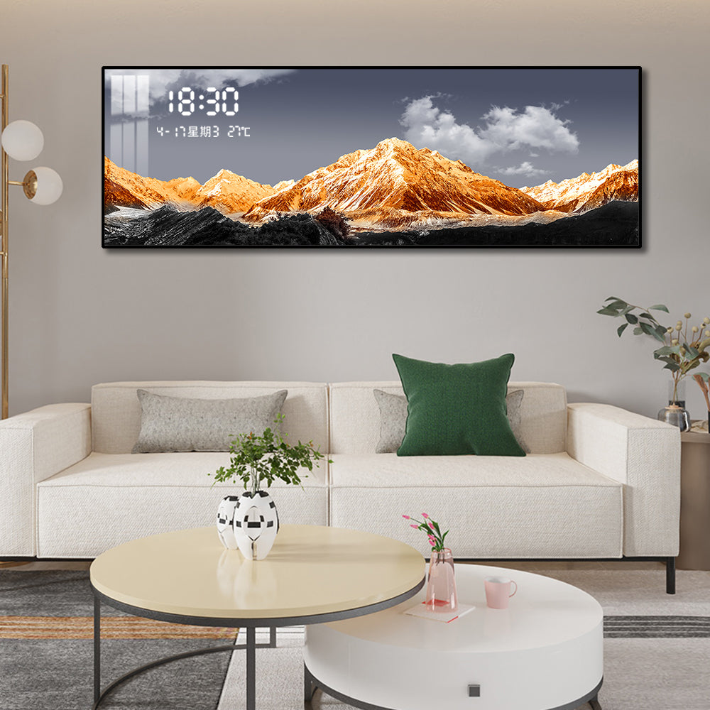 Orange Mountain with dark landscape wall art