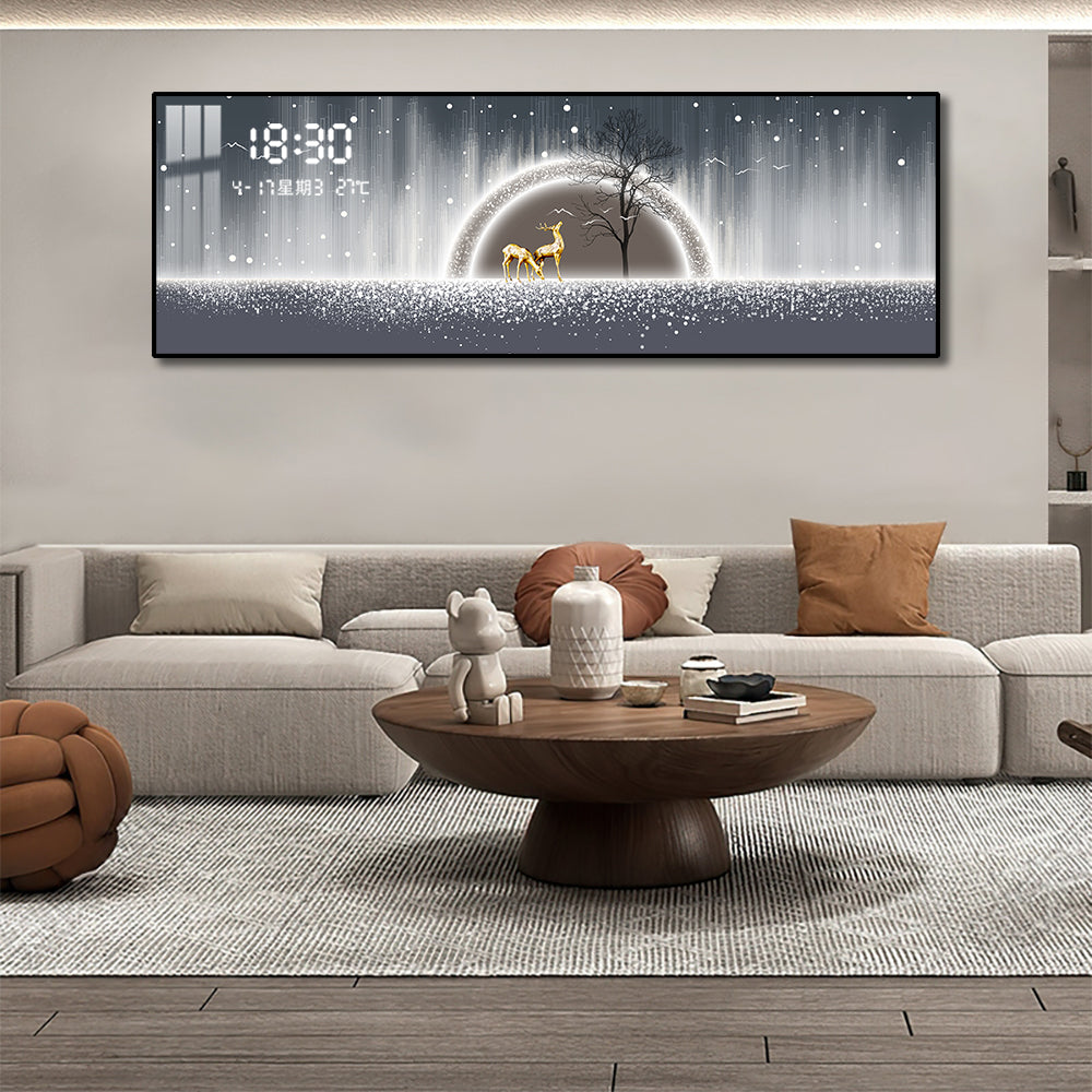 Winter Serenity with Digital Clock and Temperature Display