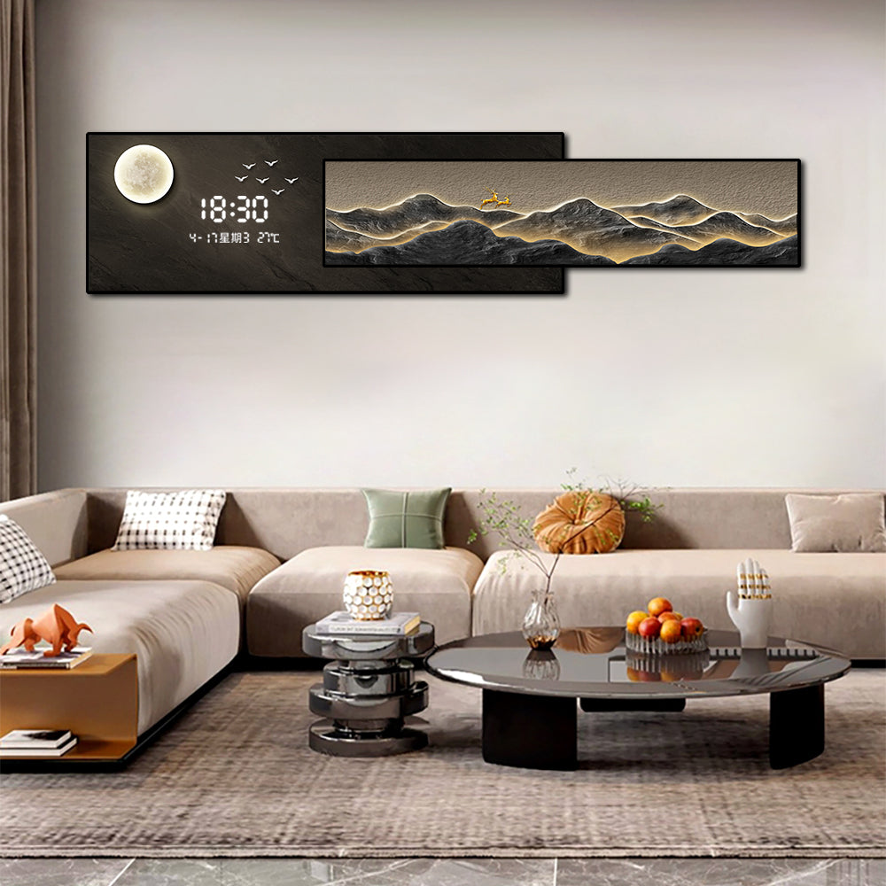 Golden Harmony: Dual-Frame Painting with Digital Clock