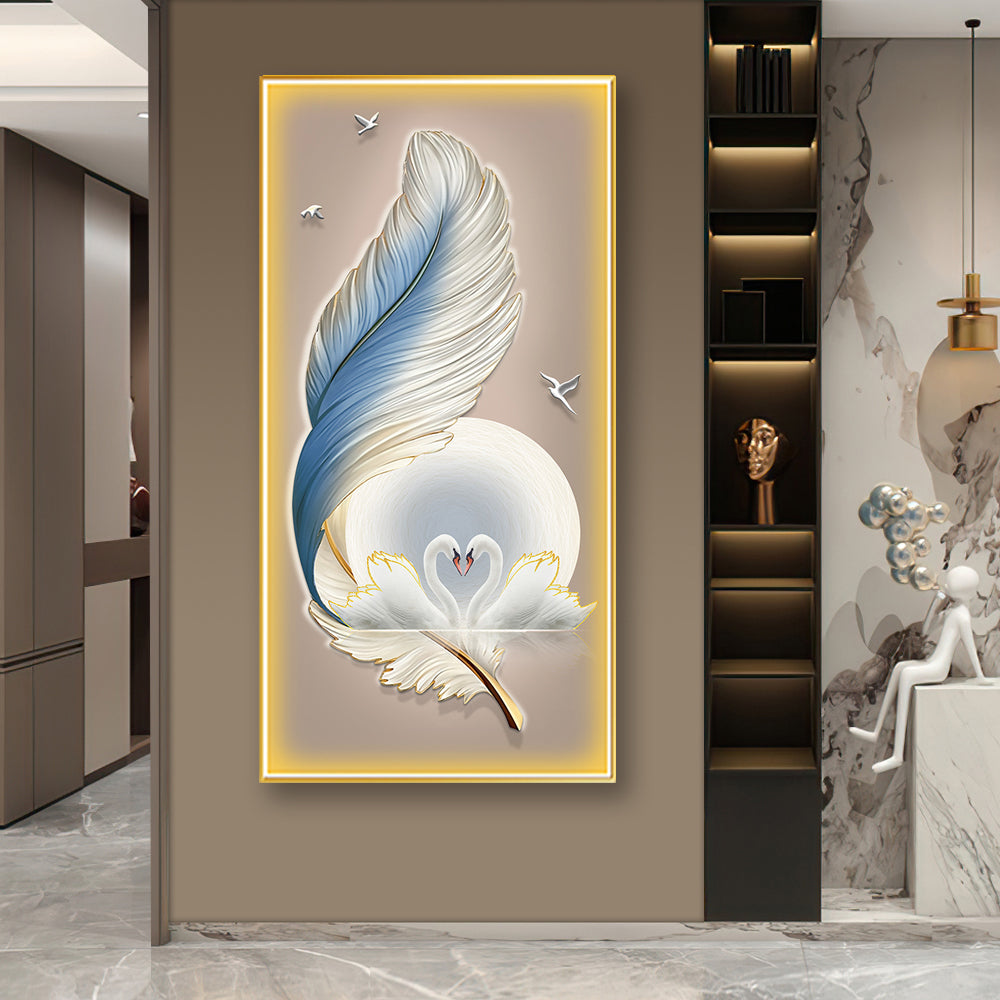 Stunning White Swan Crystal Painting With LED