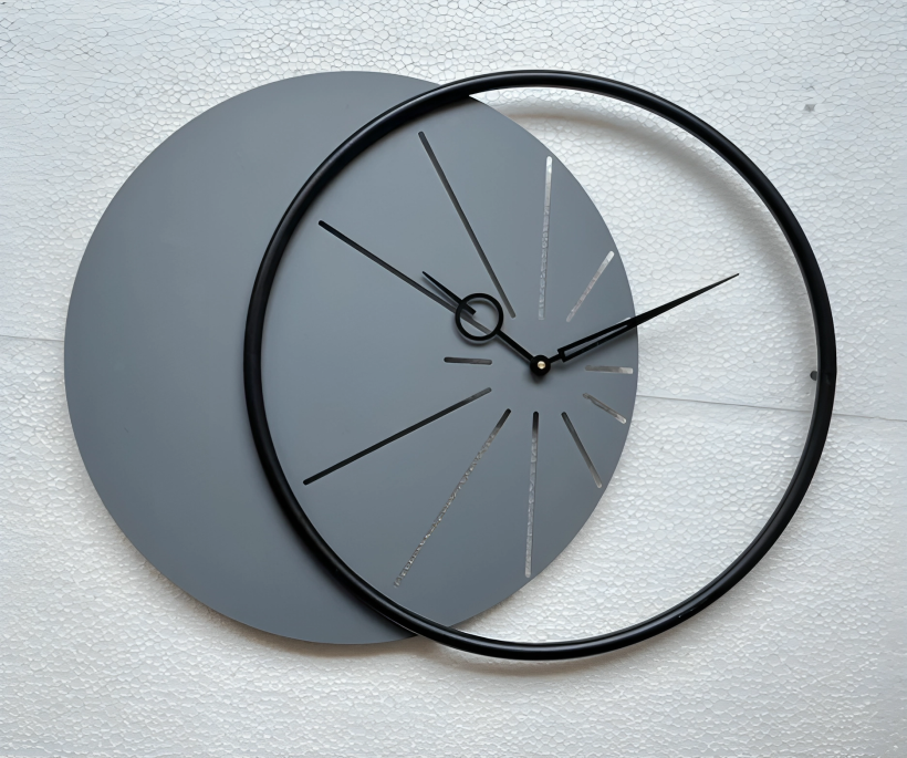 Iron Grey And Black Wall Clock