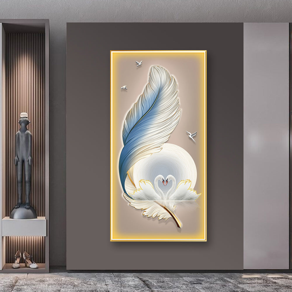 Stunning White Swan Crystal Painting With LED