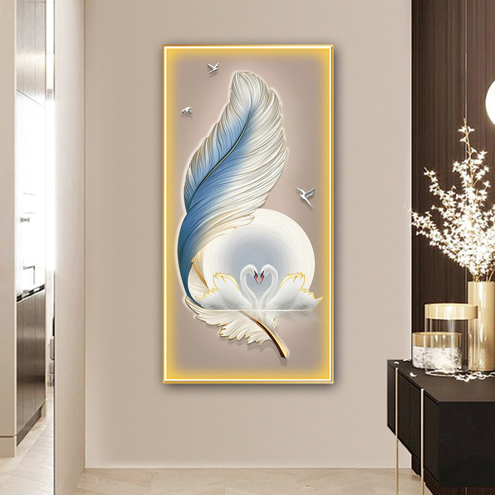 Stunning White Swan Crystal Painting With LED