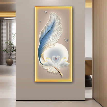 Stunning White Swan Crystal Painting With LED