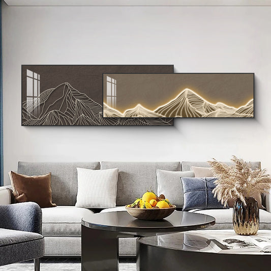 Luminous Ridge Dual-Frame Crystal Wall Art