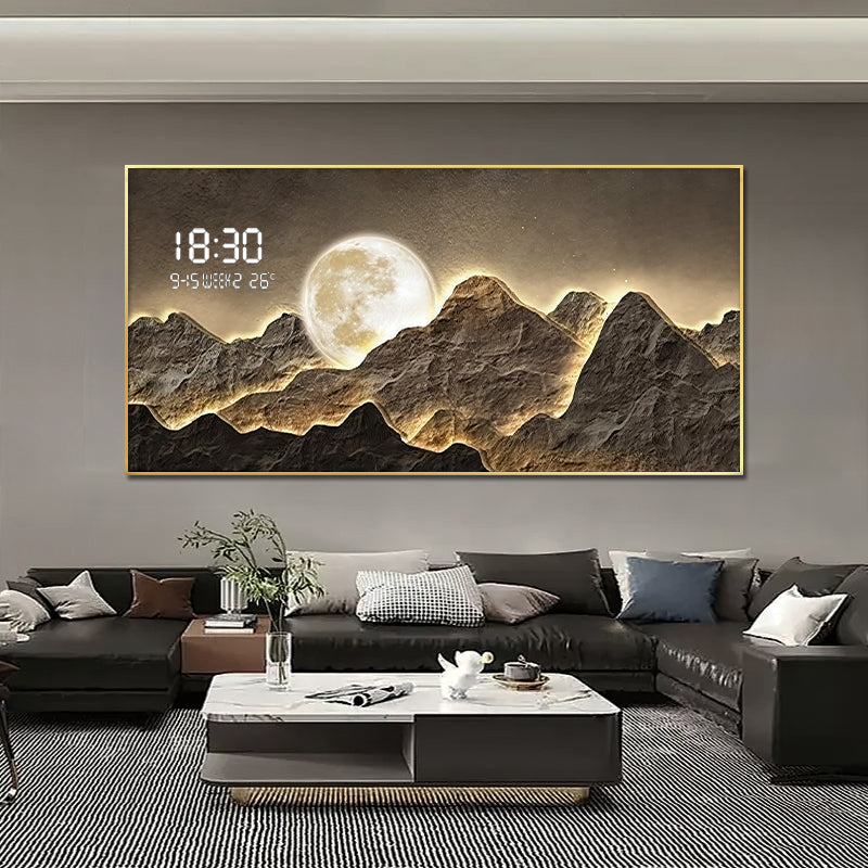 Luminous Mountain Landscape 5D Diamond Porcelain Art with Digital Display