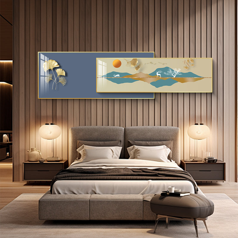 Golden Serenity Dual-Frame Crystal Wall Art