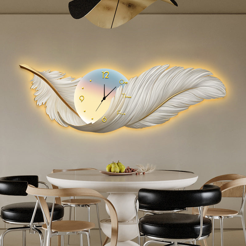 Ethereal Feather Wall Art with LED Border