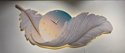 Ethereal Feather Wall Art with LED Border