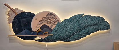 Kalasaar Elegant Feather & Deer LED Wall Clock