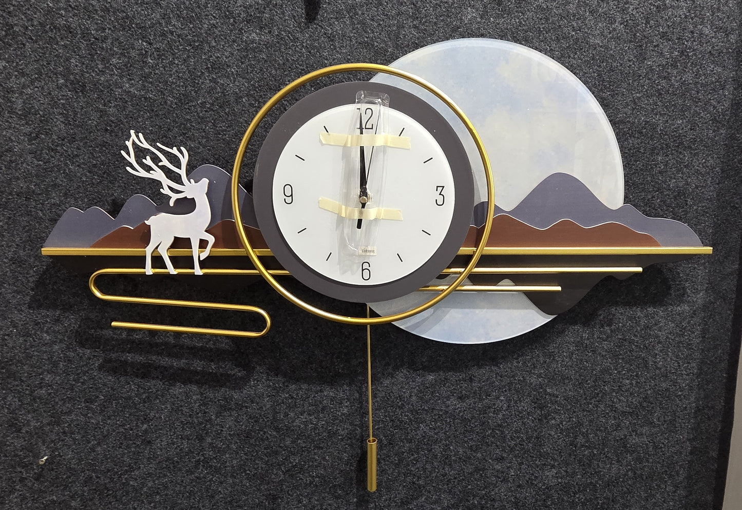 Luxury Deer Designer Wall Clock – Modern Artistic Living Room Wall Decor (80 x 55 cm)