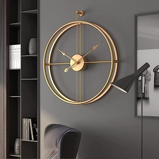 UNIQUE DESIGNER METAL ROUND 2 RING WALL CLOCK FOR LIVING ROOM & HOME
