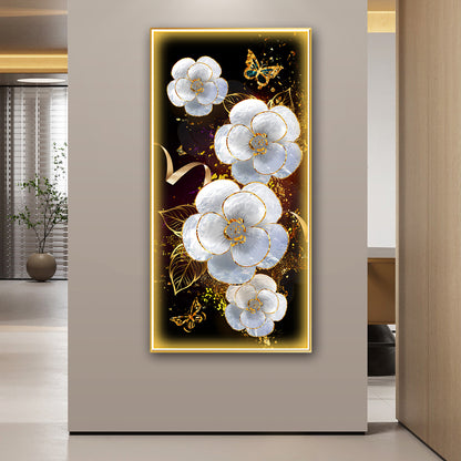 Enchanting White Flowers Crystal Painting With LED