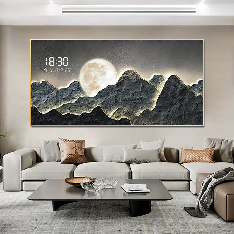 Luminous Mountain Landscape 5D Diamond Porcelain Art with Digital Display