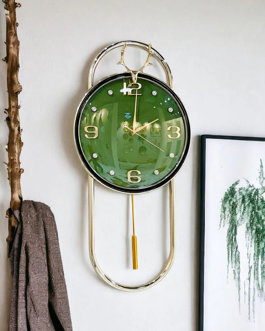 Round hanging clock |luxury wall clocks (green)