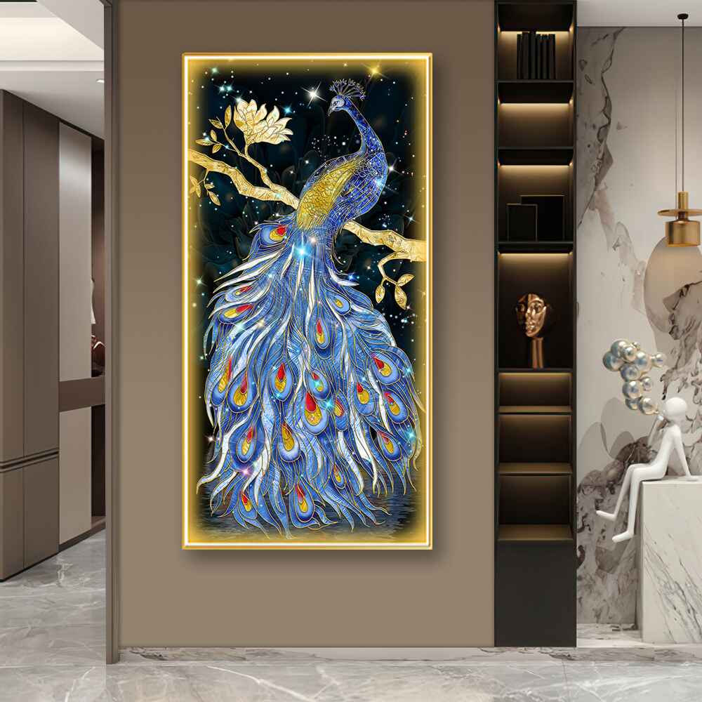 Peacock Crystal Painting With LED