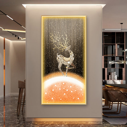 Luxury Gold Deer Crystal Painting With LED