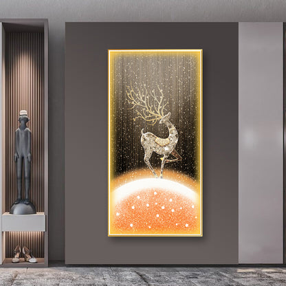 Luxury Gold Deer Crystal Painting With LED