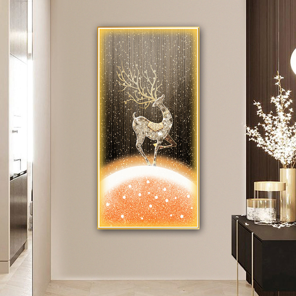 Luxury Gold Deer Crystal Painting With LED