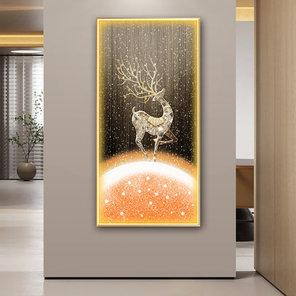 Luxury Gold Deer Crystal Painting With LED