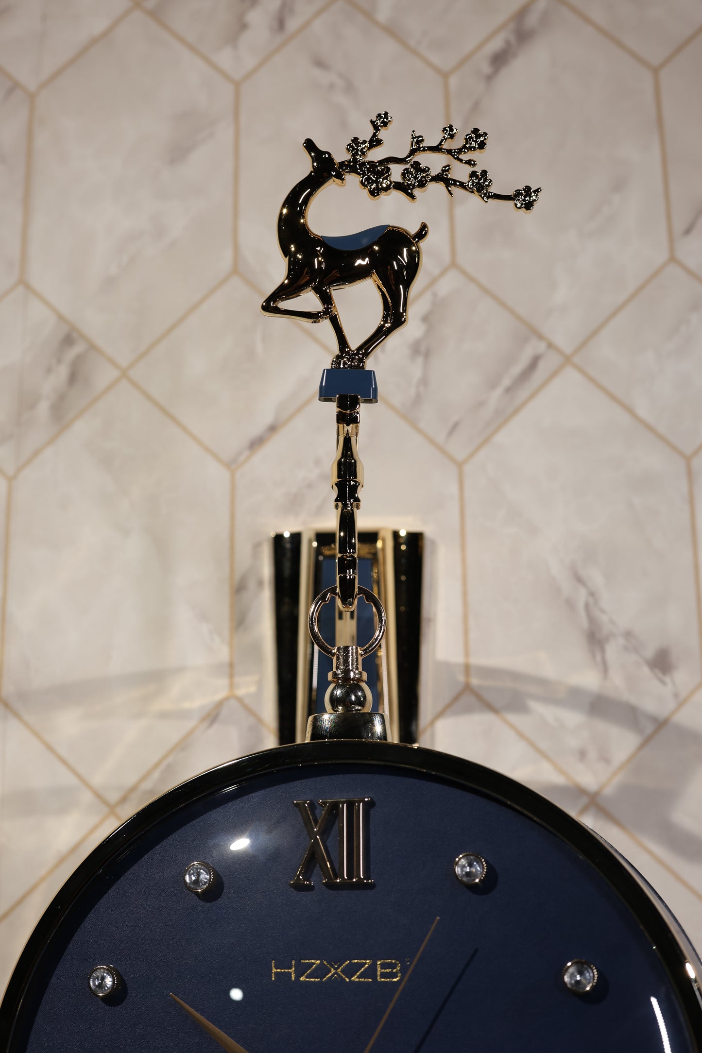 Elegant Blue Double-Sided Hanging Clock