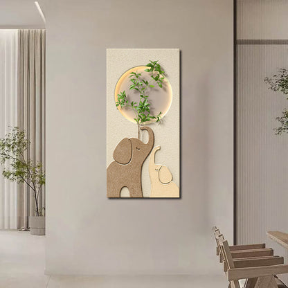 Lighted Elegance: Elephant and Nature Scene