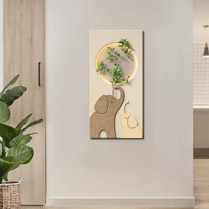 Lighted Elegance: Elephant and Nature Scene