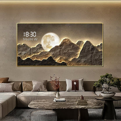 Luminous Mountain Landscape 5D Diamond Porcelain Art with Digital Display