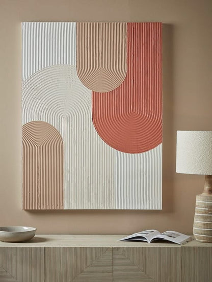 Terracotta Flow – Handmade 3D Textured Abstract Wall Art in Ivory, Beige & Rust