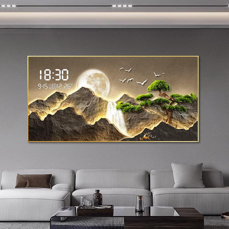 Luminous Mountain and Moon Crystal Painting